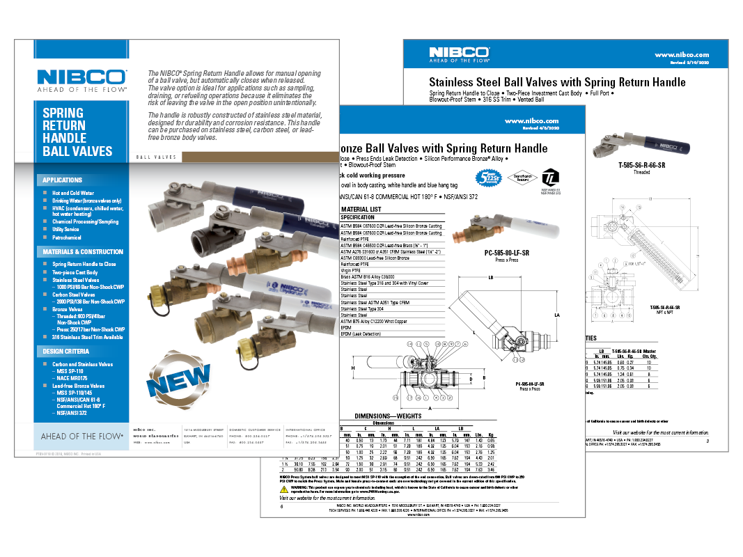 NIBCO Spring Return Handle Ball Valves